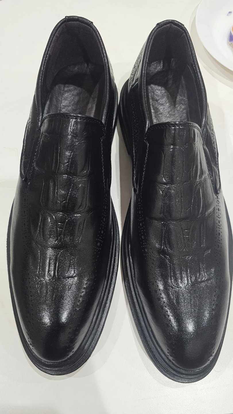 Black Faux Crocodile Leather Loafer Dress Shoes