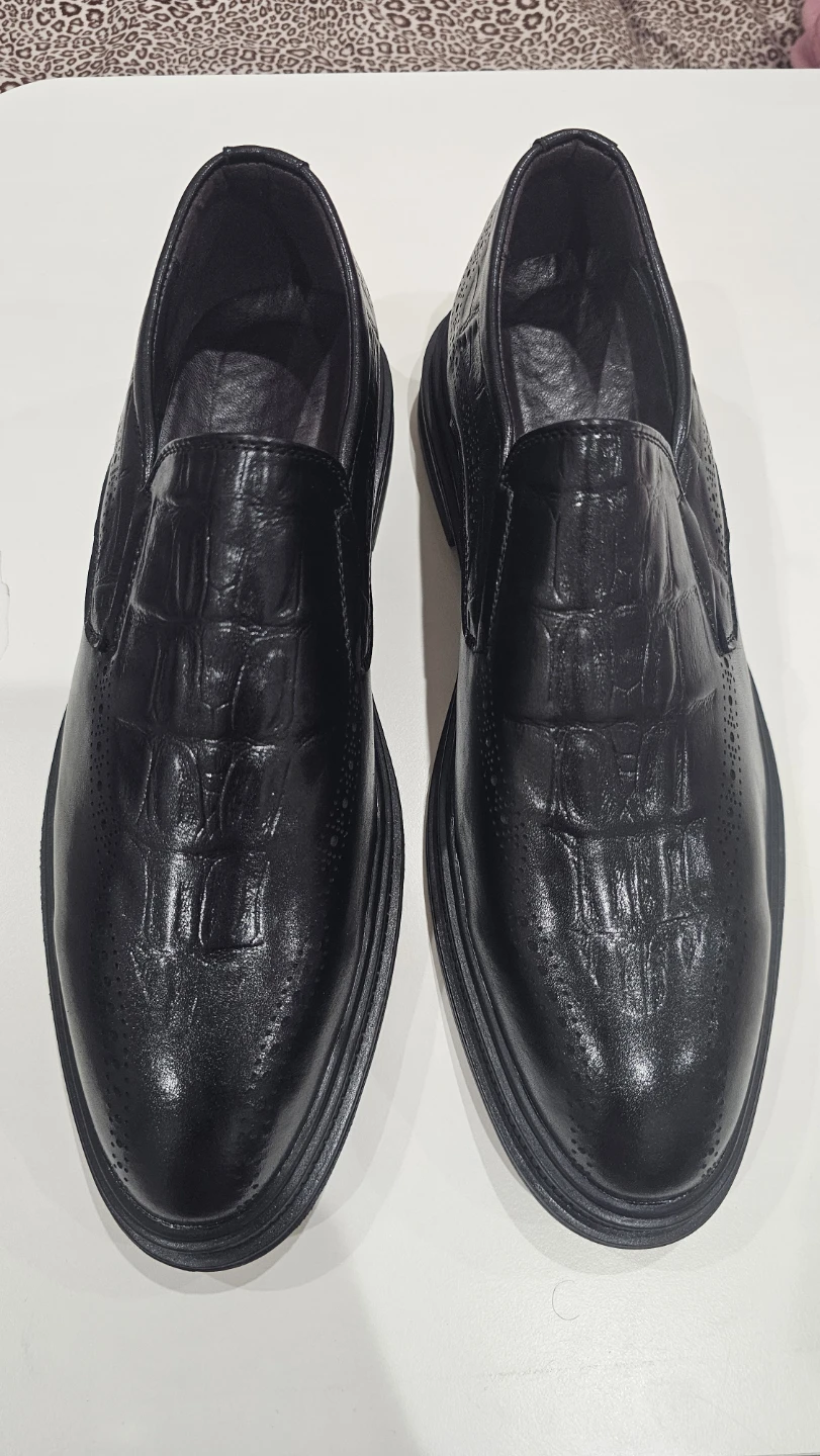 Black Faux Crocodile Leather Loafer Dress Shoes - photo 2