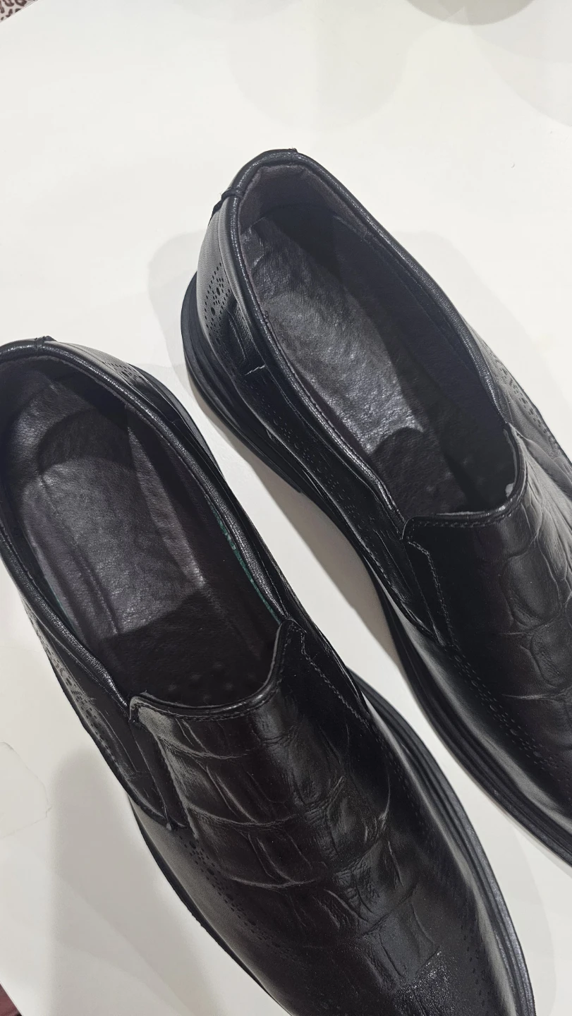Black Faux Crocodile Leather Loafer Dress Shoes - photo 3