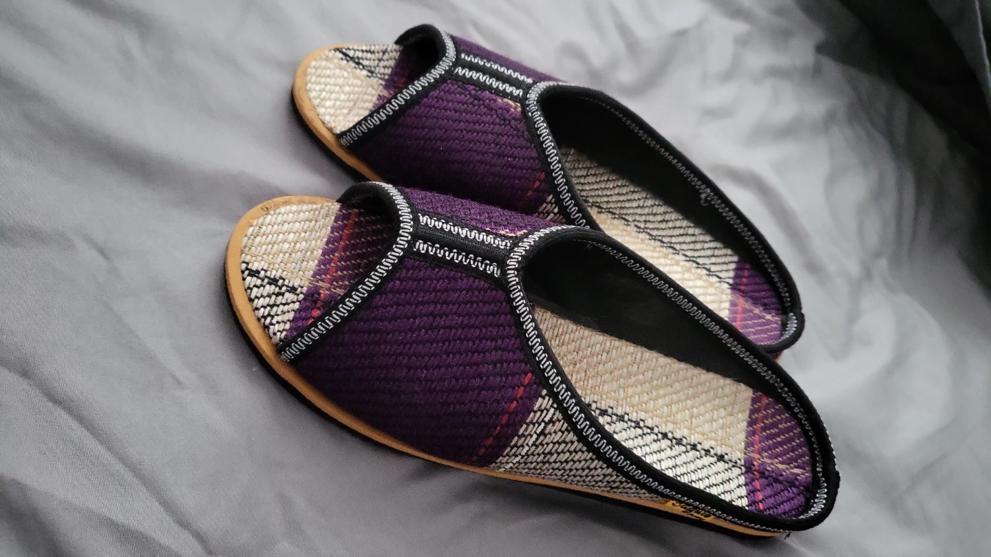 Plaid Slide Slippers - Purple