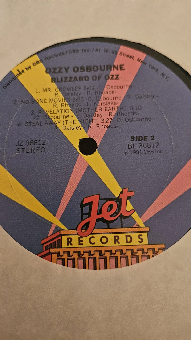 Ozzy Osbourne Blizzard of Ozz Vinyl Record LP Jet Records 1981