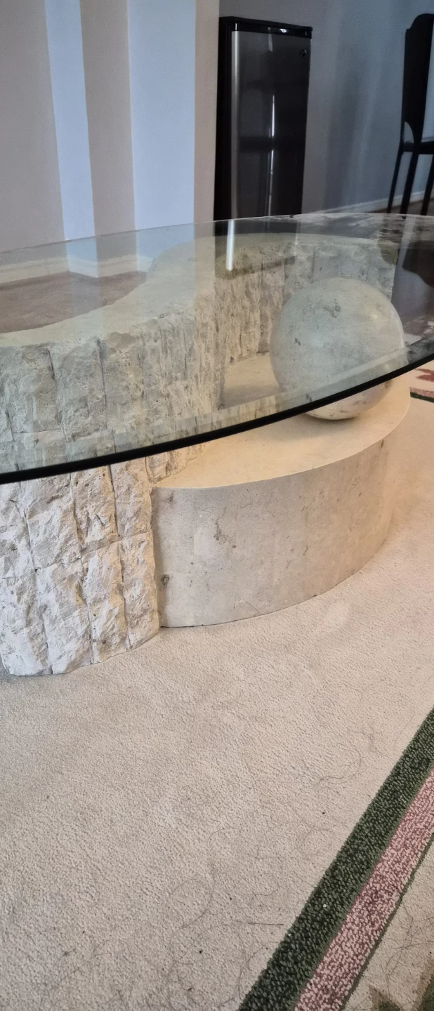 Glass Top Coffee Table with Stone Base - photo 3