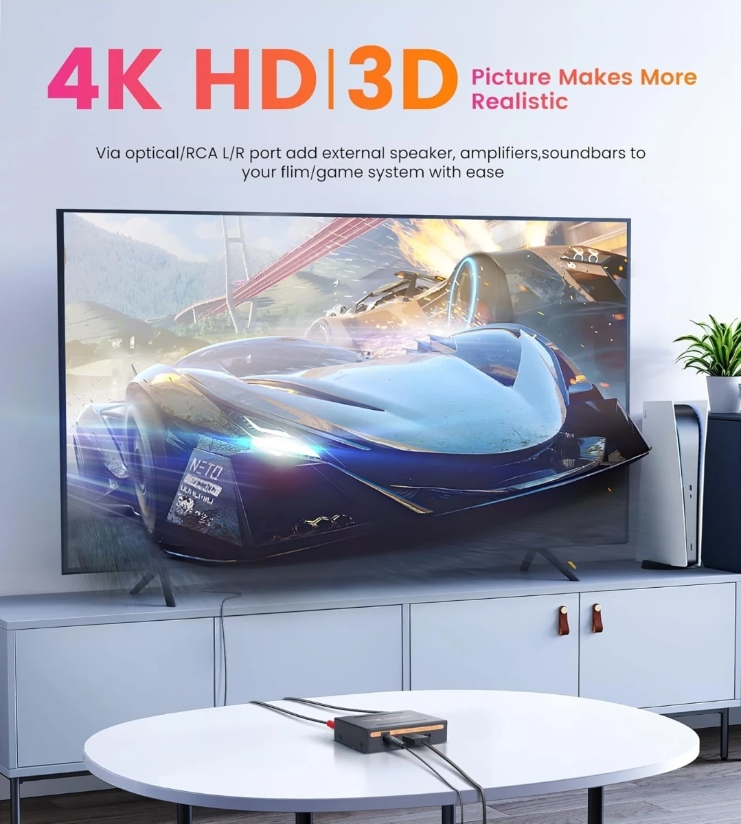 4K HDMI Audio Extractor Splitter | Optical Toslink SPDIF + RCA - photo 4