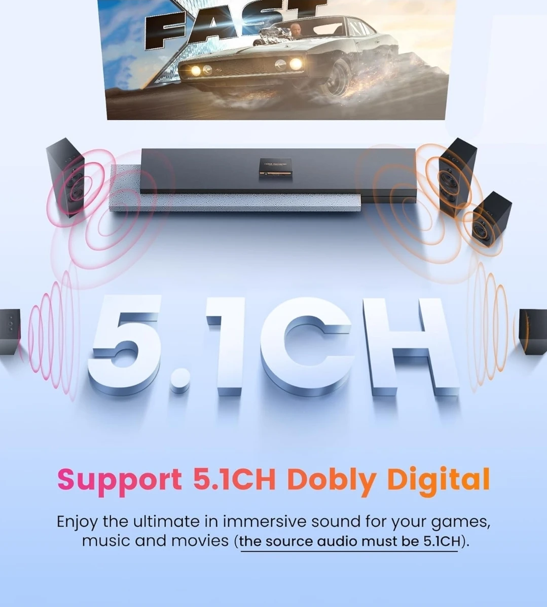 4K HDMI Audio Extractor Splitter | Optical Toslink SPDIF + RCA - photo 5