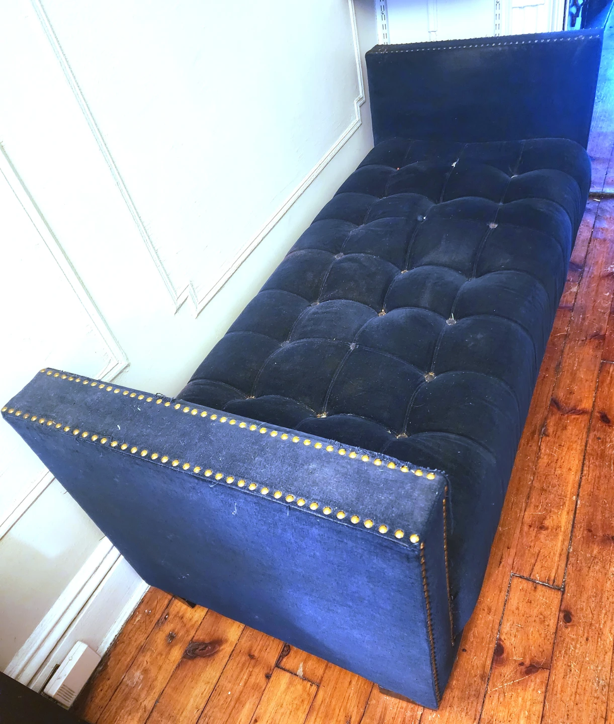 Navy Tufted Velvet Bench - photo 2