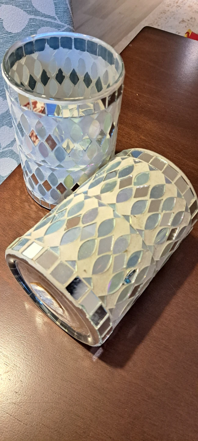 Set of 2 Mosaic Glass Votive Holders - photo 3