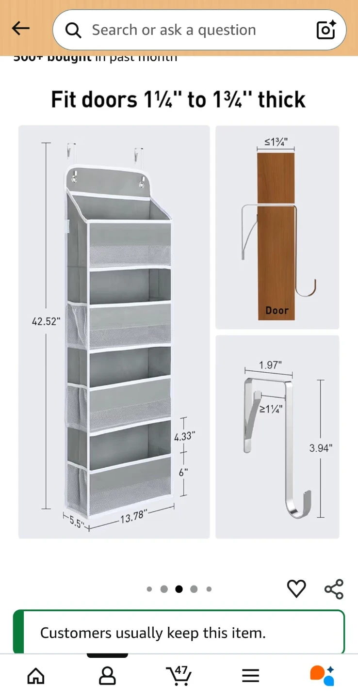 Yecaye Over-the-Door 8-Pocket Organizer - Grey