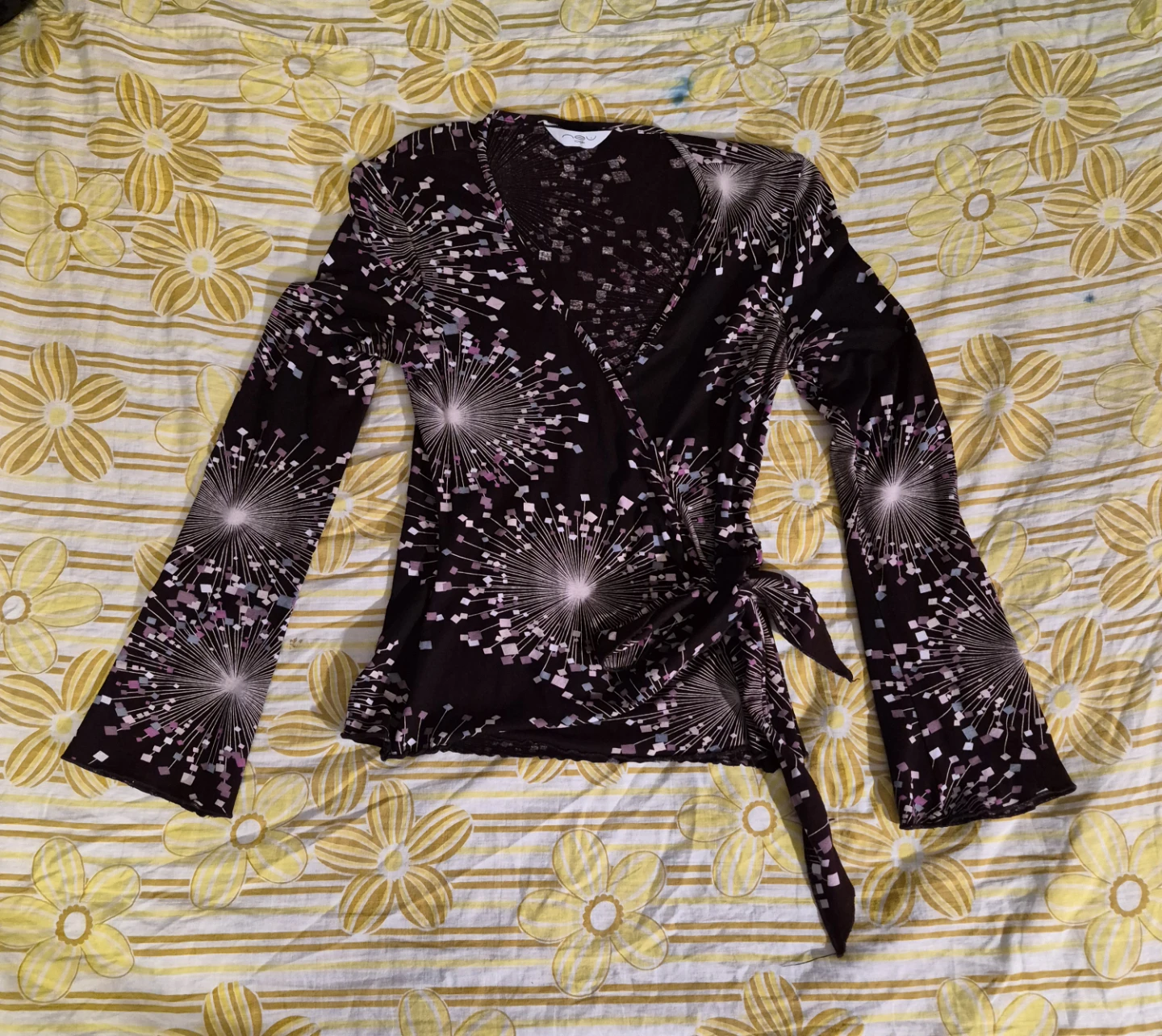 dark purple long sleeve wrap top