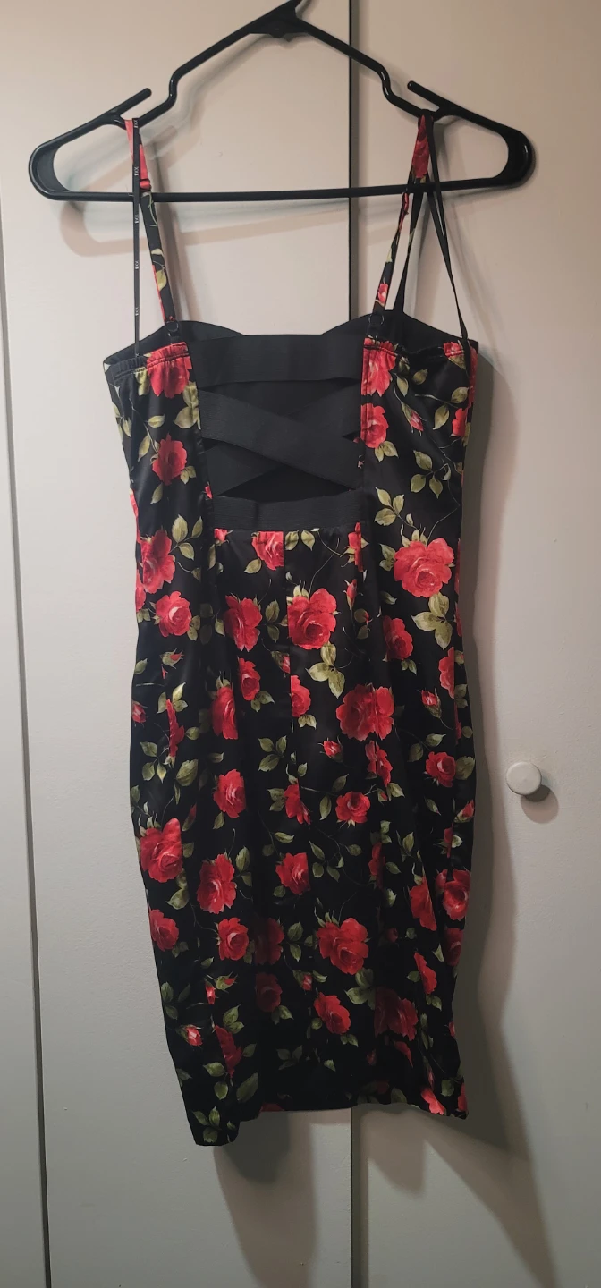 Black floral mini dress