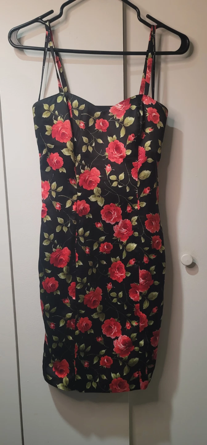 Black floral mini dress - photo 2