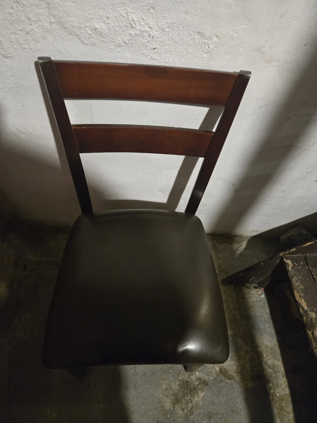 Wooden Dining Chair with Dark Upholstered Seat