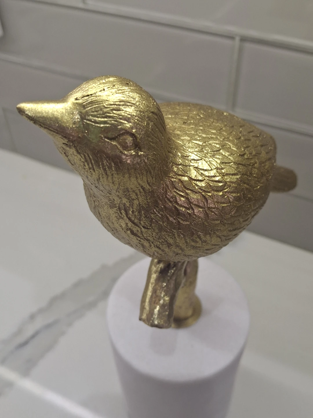 Gold Bird Figurine on White Base - photo 3