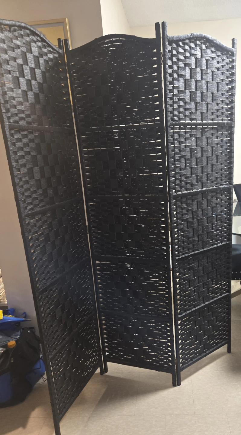 Dark Brown Woven Room Divider Screen
