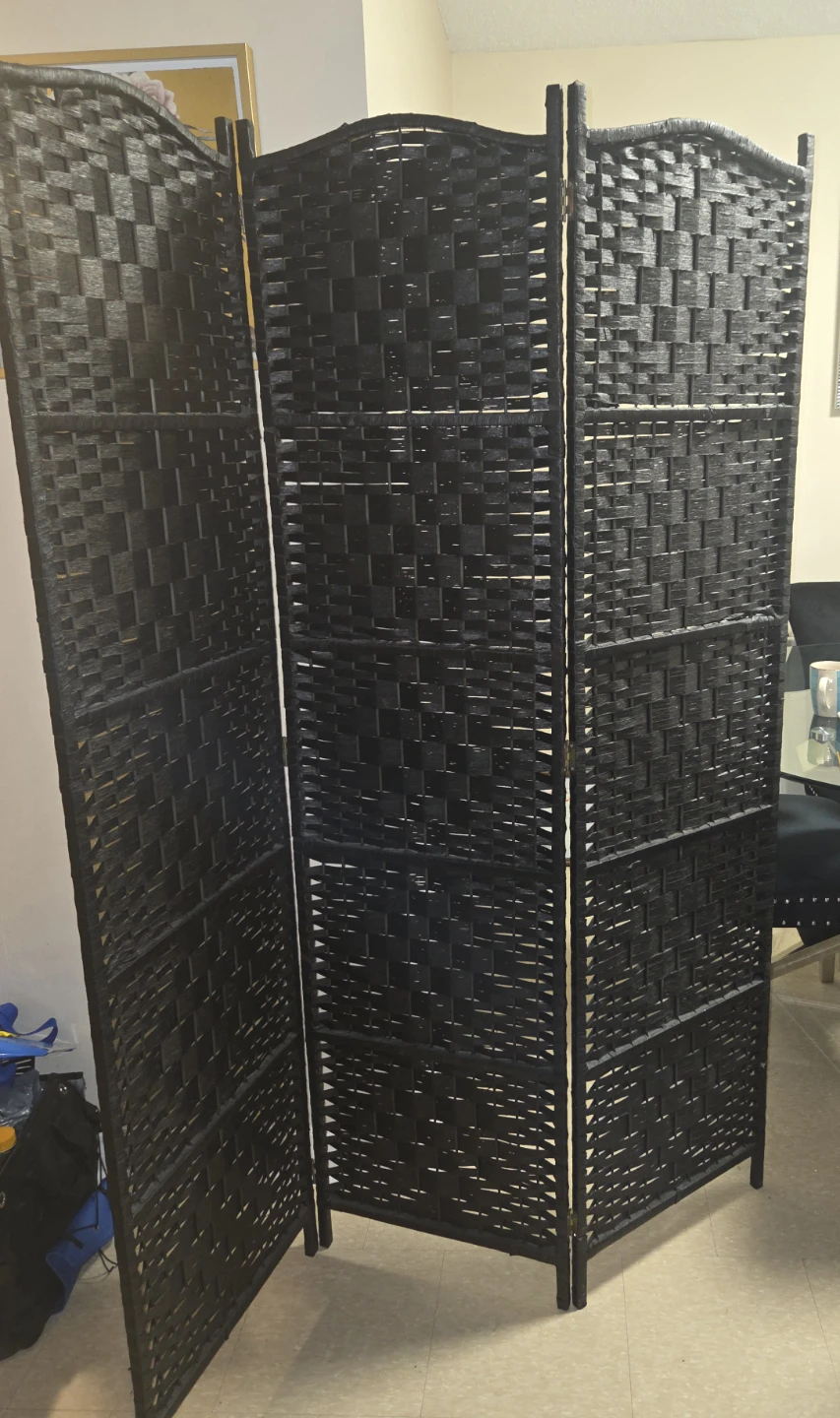 Dark Brown Woven Room Divider Screen - photo 3