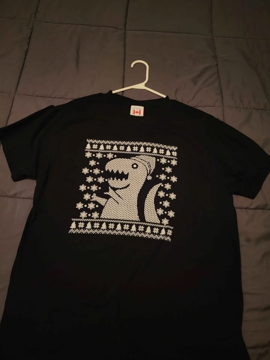 Cotton Best Dinosaur Ugly Christmas Sweater T-Shirt Size L