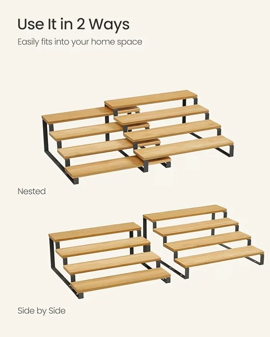 🥕 NEW!  SONGMICS 4 Tier Bamboo Spice Rack Organizer (set of 4!) - photo 4