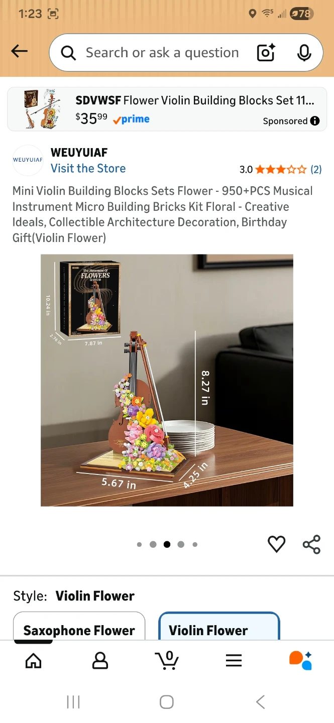 SDVWSF Mini Violin Flower Building Blocks Set - photo 3