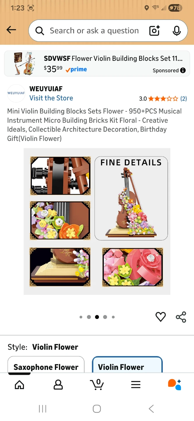 SDVWSF Mini Violin Flower Building Blocks Set - photo 5