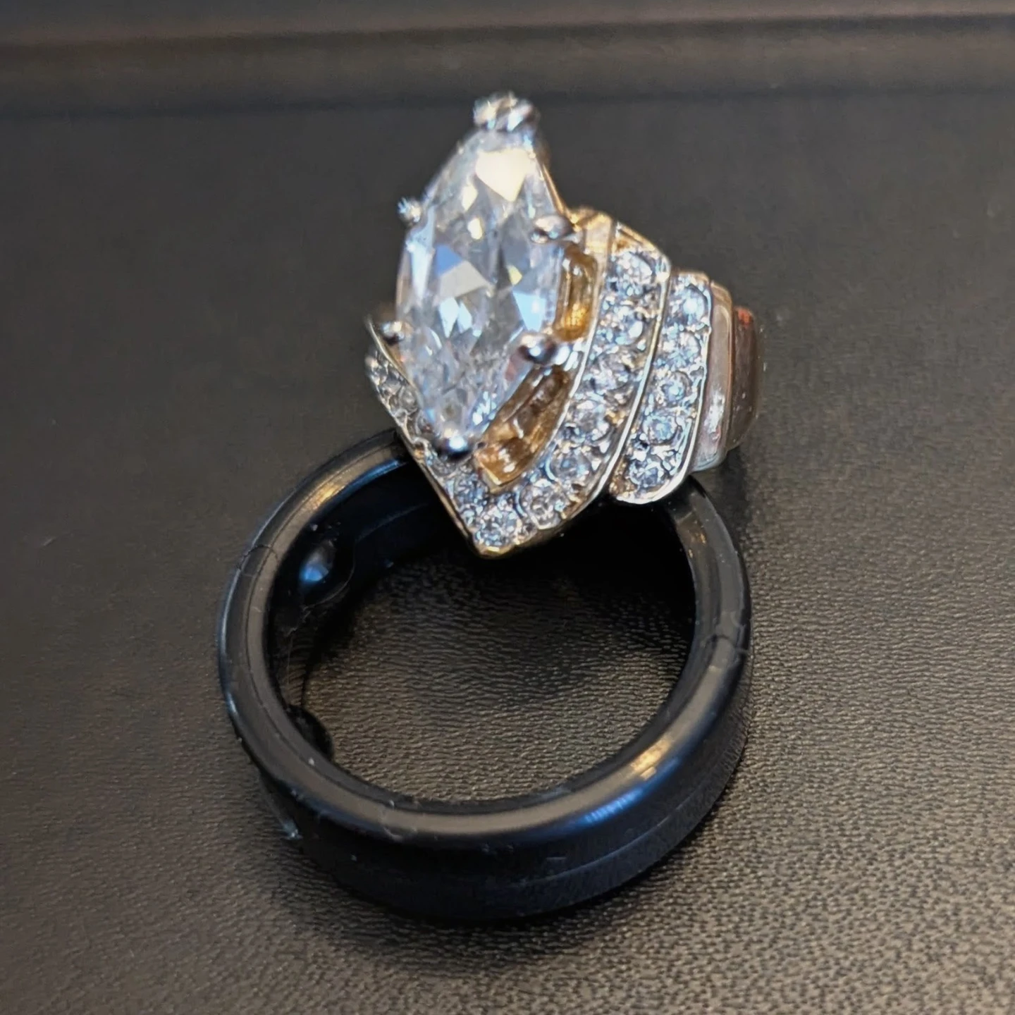 Vintage CZ Marquise Cut Cocktail Ring