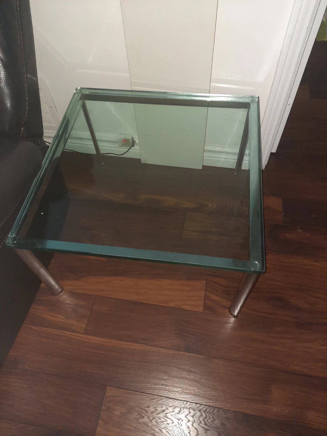 Glass Top Side Table with Metal Legs