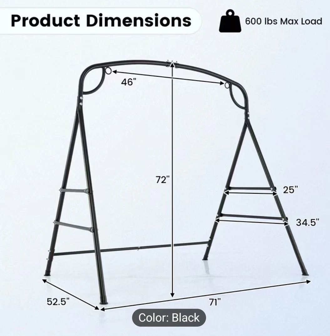 Black Hanging Swing Stand - 600 lbs Max Load - photo 2