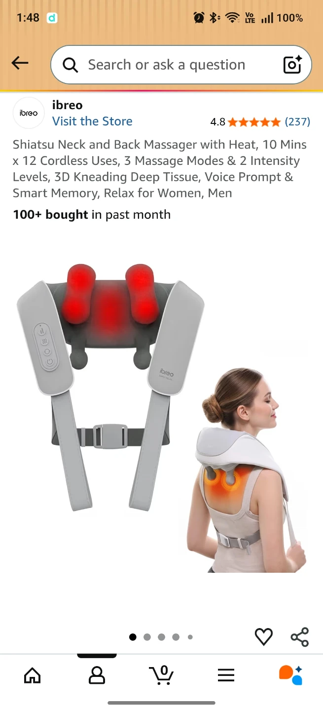 Neck and Back Massager with rechargeable battery