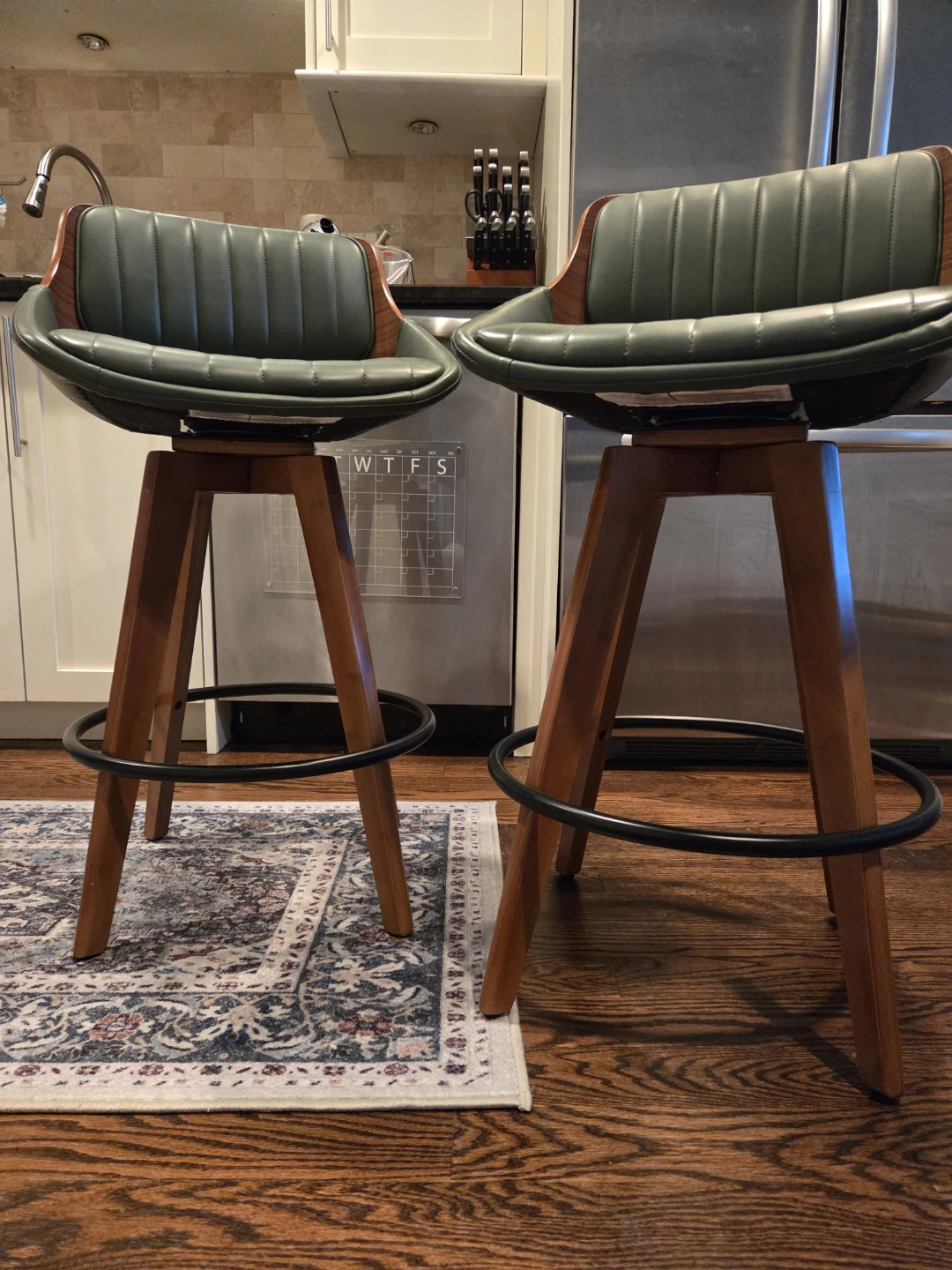 Swivel Bar Stools Set of 2 - Walnut Green - photo 2
