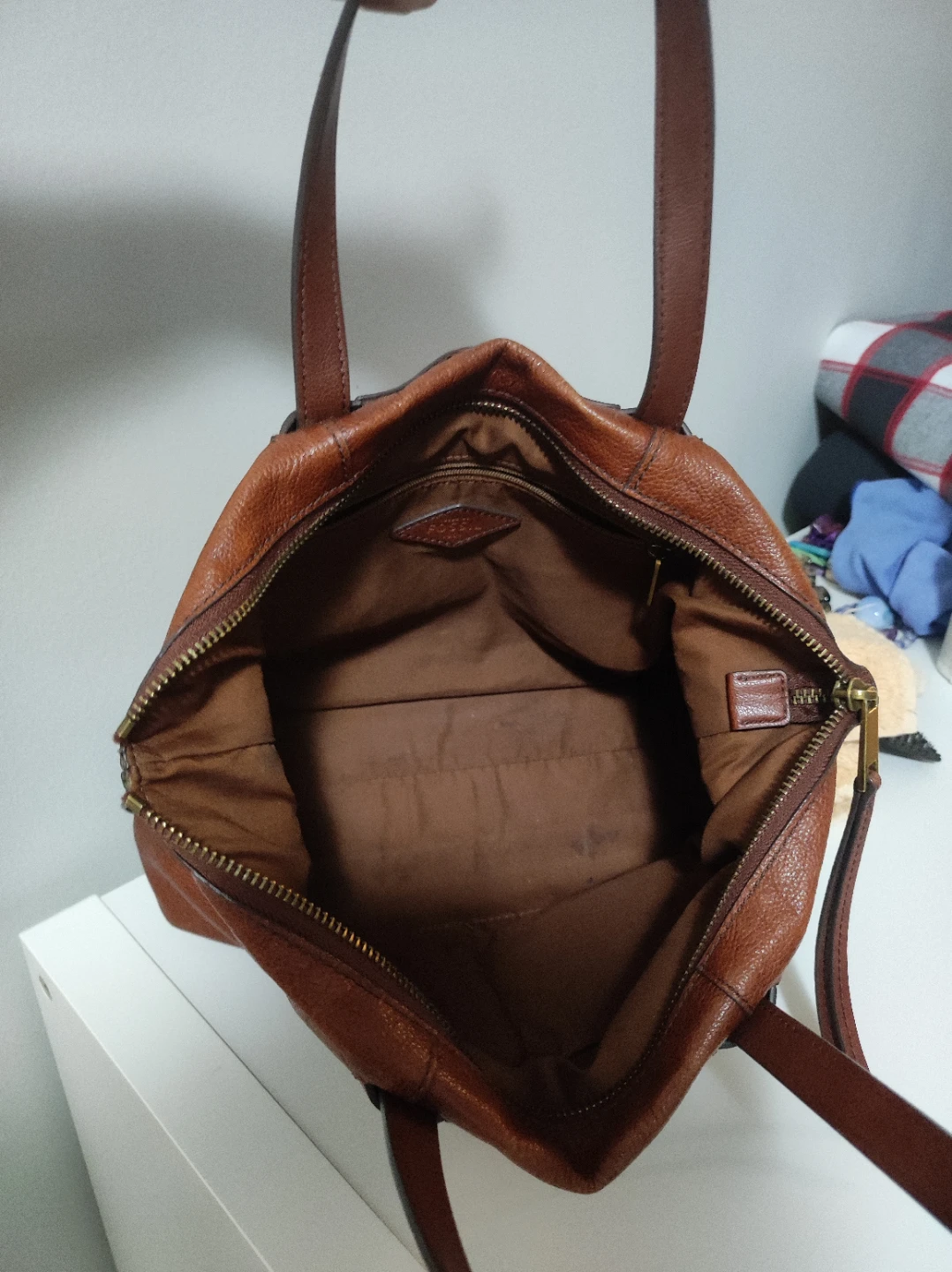 Fossil Brown Leather Tote Bag - photo 4