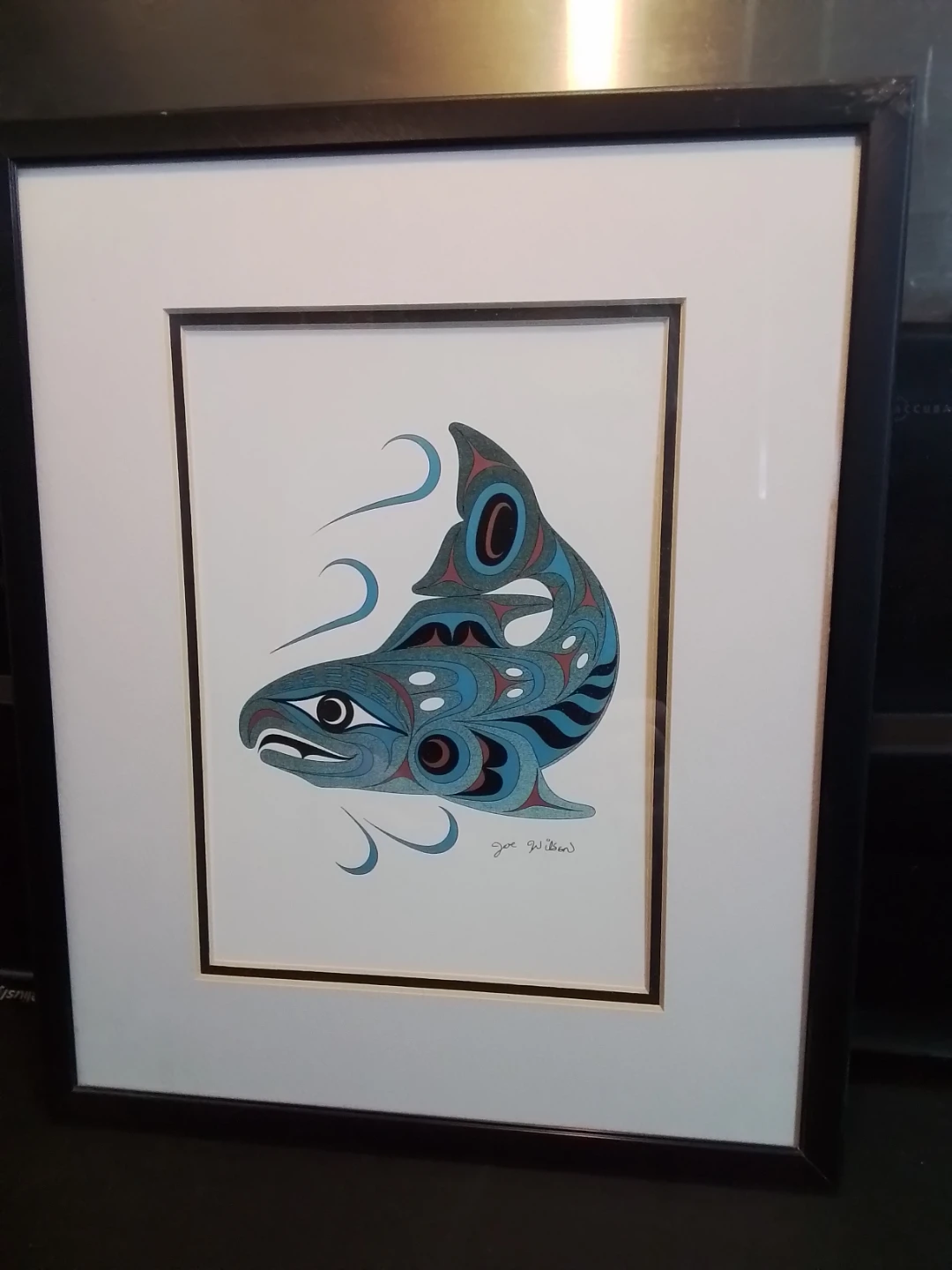 Joe Wilson Signed Spawning Salmon Art 11x13.5"