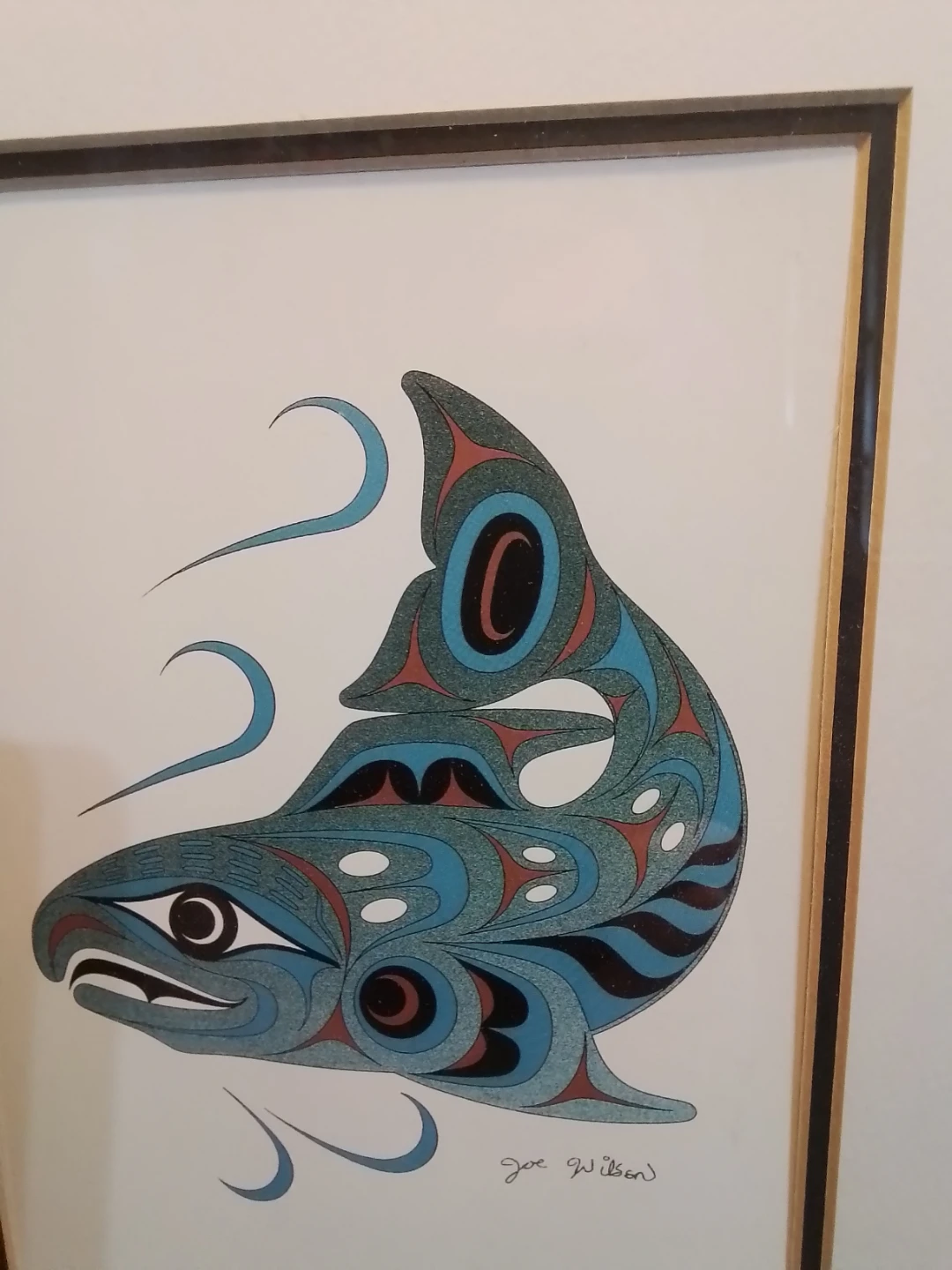Joe Wilson Signed Spawning Salmon Art 11x13.5" - photo 2