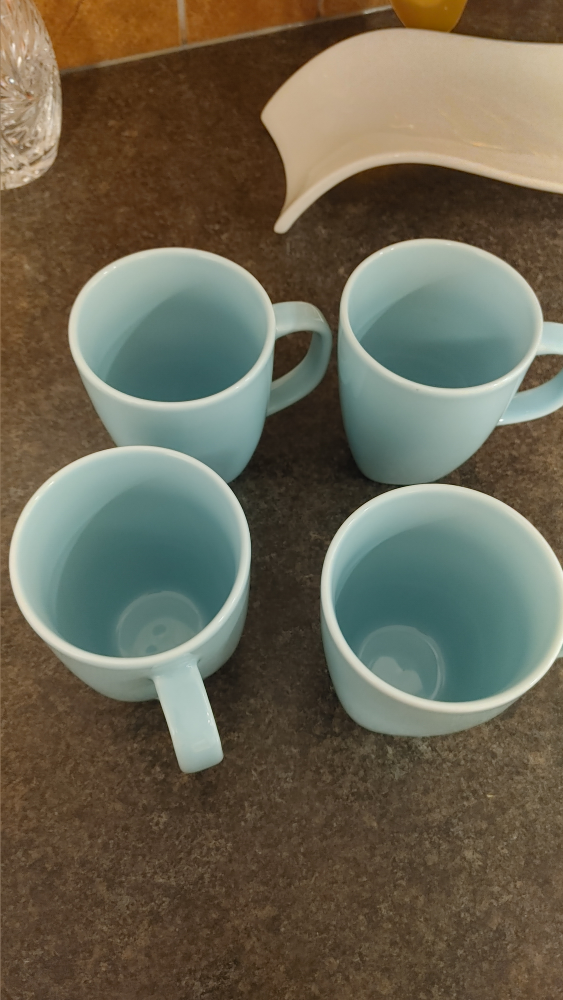 Set of 4 Light Blue Ceramic Mugs