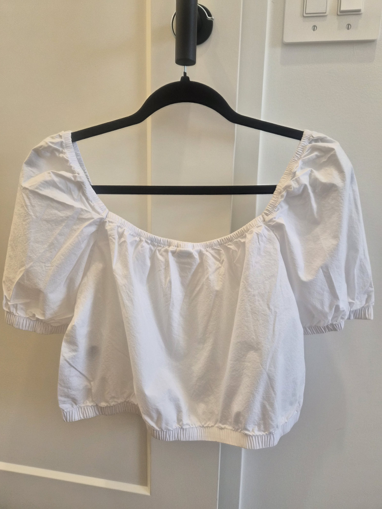 White H&M Puff Sleeve Square Neck Top - Medium - photo 2