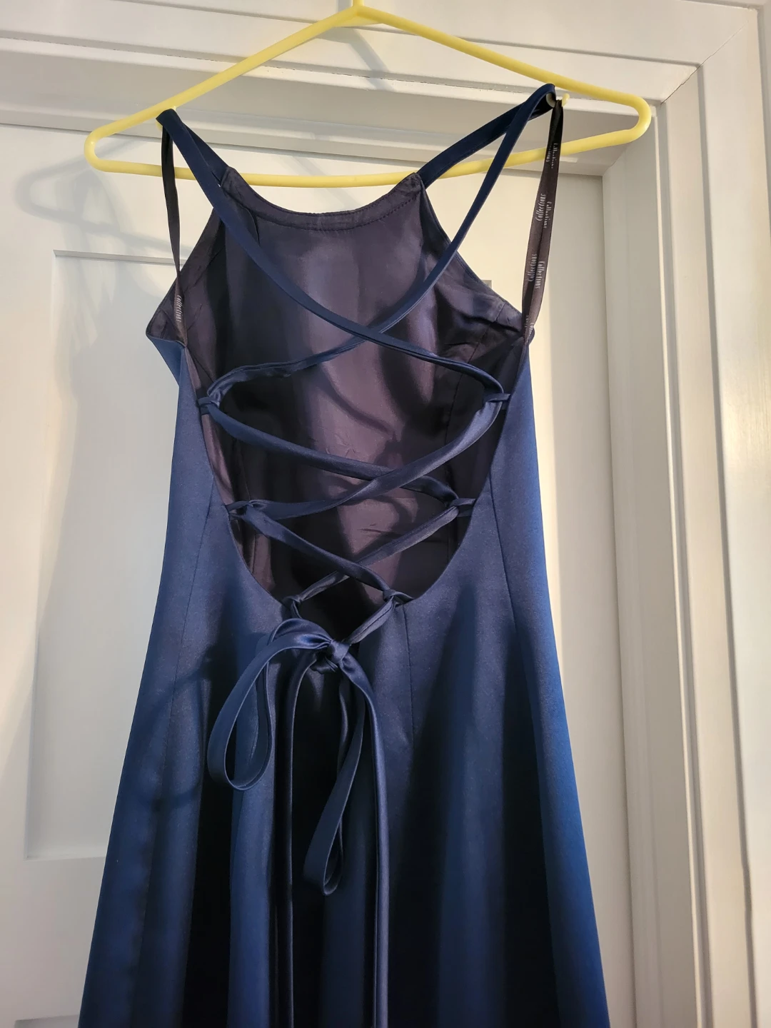 Navy Blue Halter Neck Lace-Up Back Prom dress - photo 3