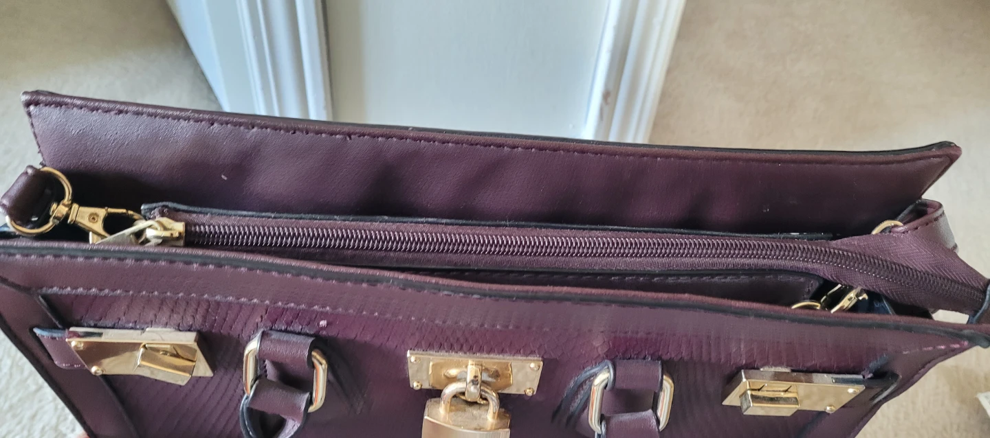 Aldo Plum Textured Tote Bag with Lock Charm - photo 2