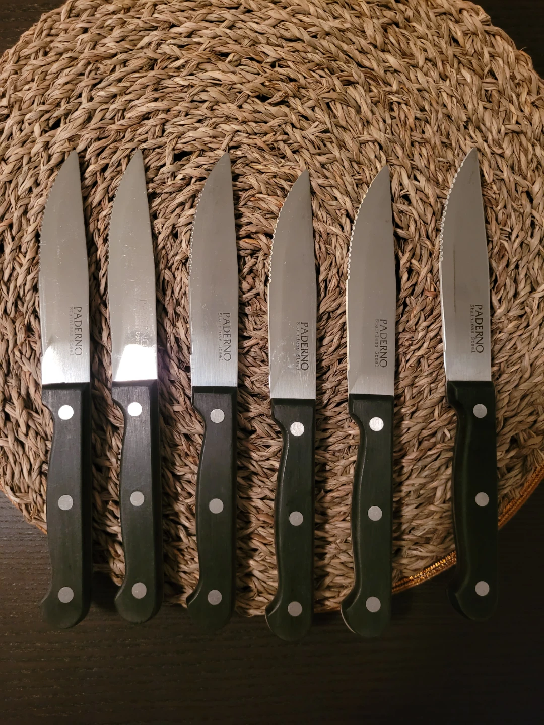 Paderno Stainless Steel Serrated Steak Knives (Set of 6)