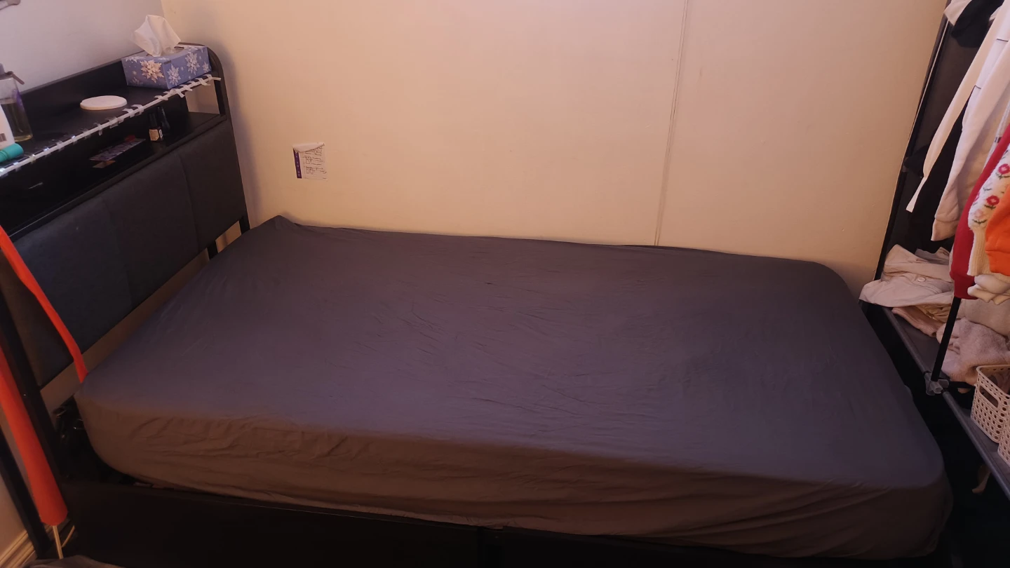 Black Metal Bed Frame with Built-in Storage