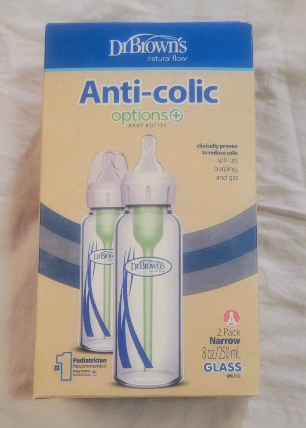 Dr. Brown's Anti-Colic Options+ Glass Baby Bottles - 2 Pack