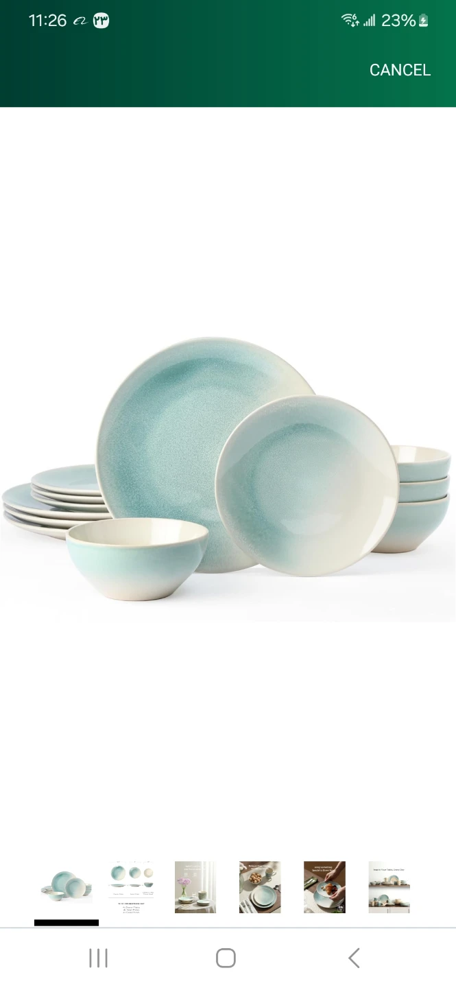 12 PC Dinnerware Set - 4 Dinner Plates, 4 Salad Plates, 4 Bowls
