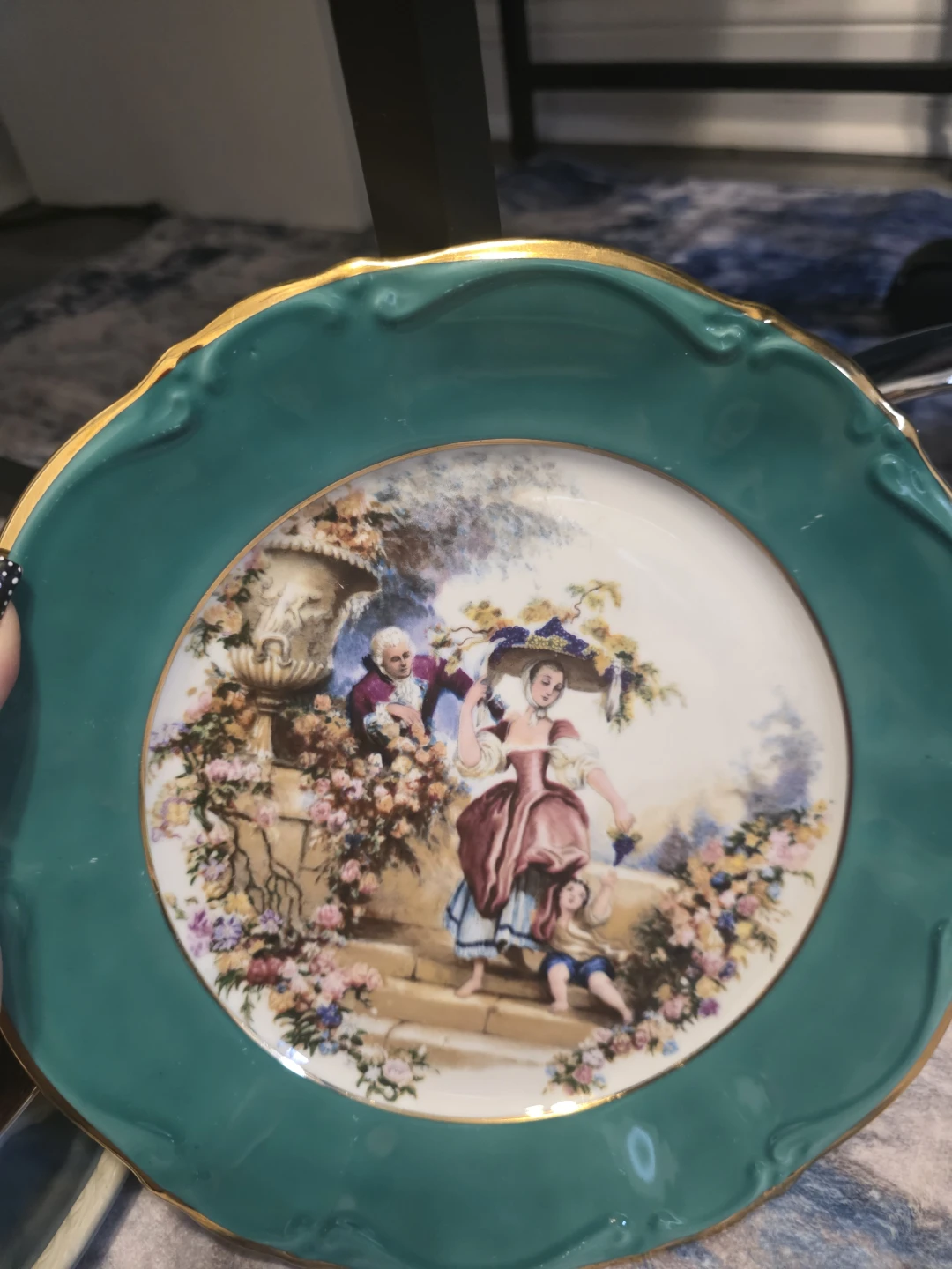 Decorative Ceramic Plate with Floral Scene