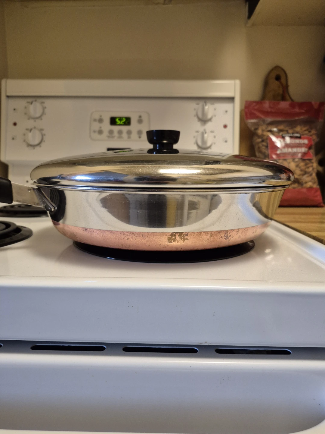 Revere Ware Large Vintage Skillet Pan + Lid: Copper Bottom