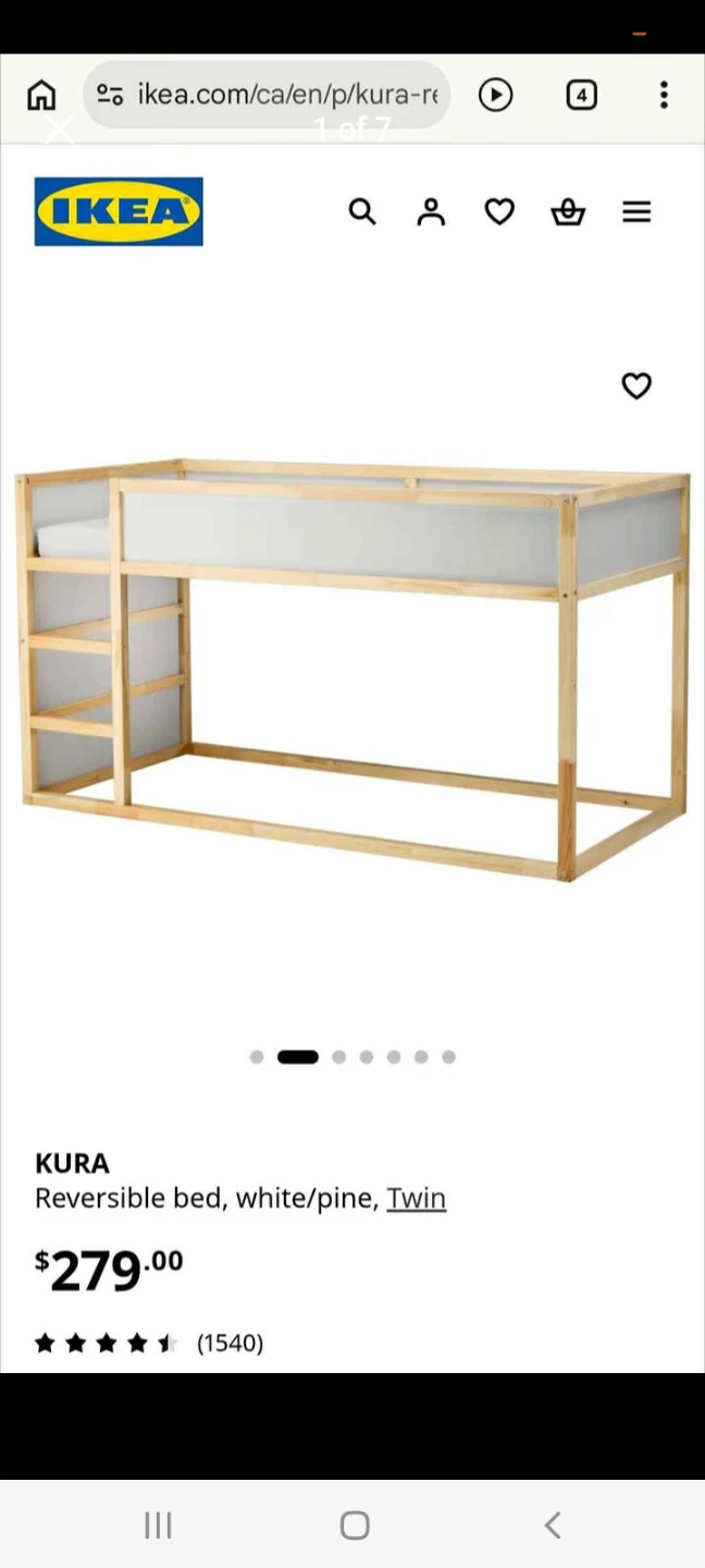 2 IKEA KURA Reversible Twin Bed - White/Pine