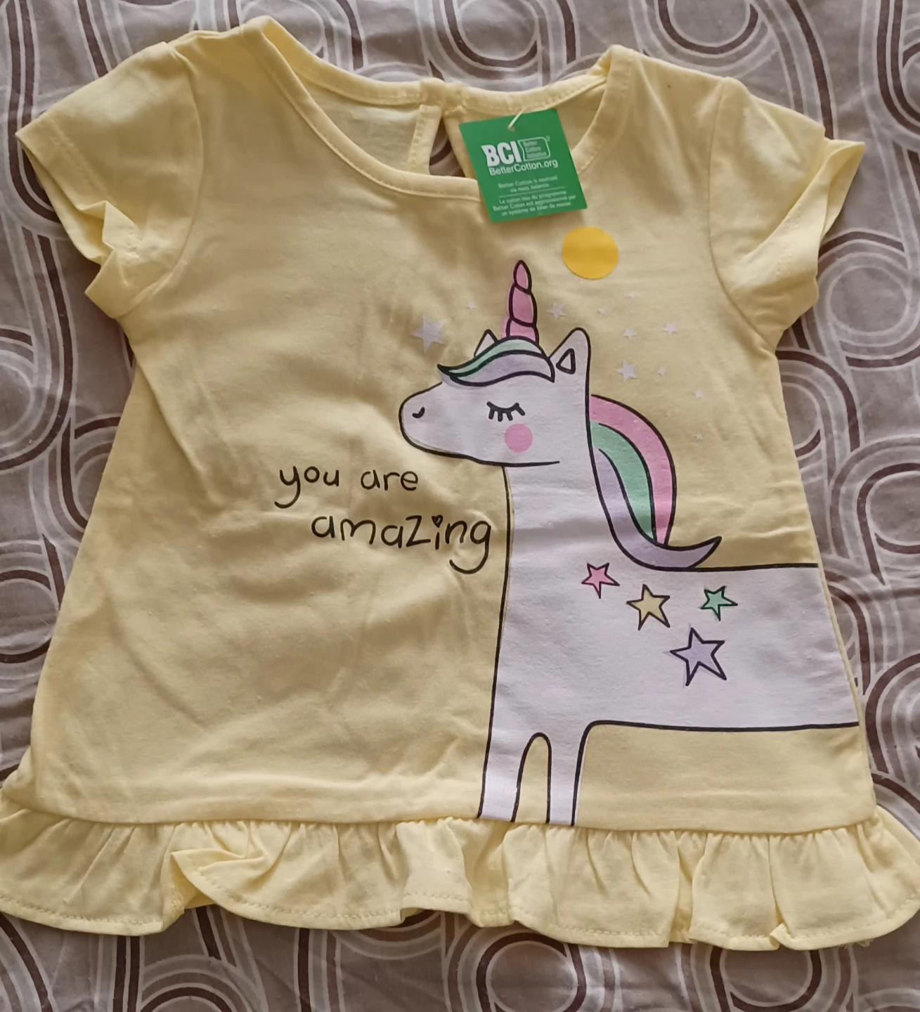 George Baby Yellow Unicorn T-Shirt Size 3-6M