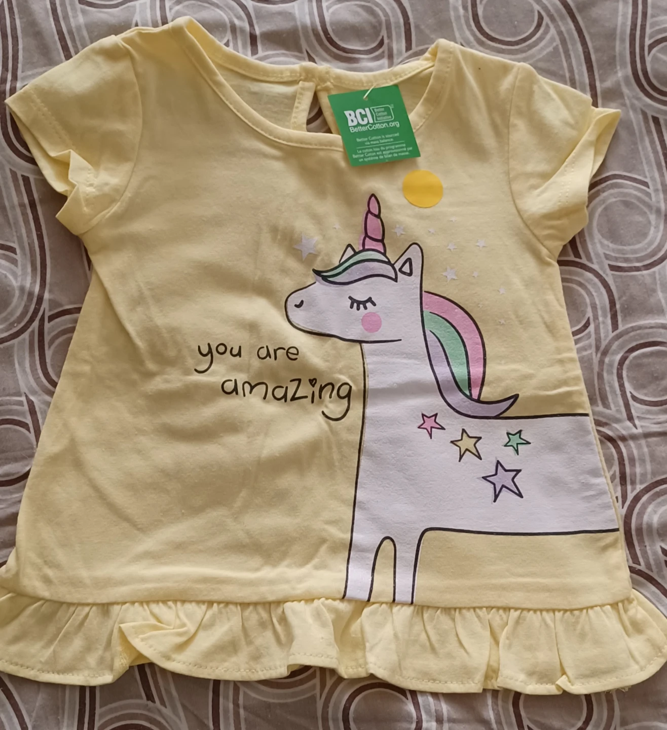 George Baby Yellow Unicorn T-Shirt Size 3-6M - photo 2