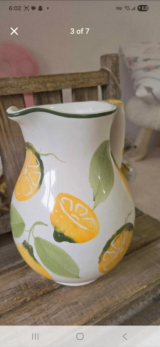 Hand Painted Lemon Pitcher Made in Portugal