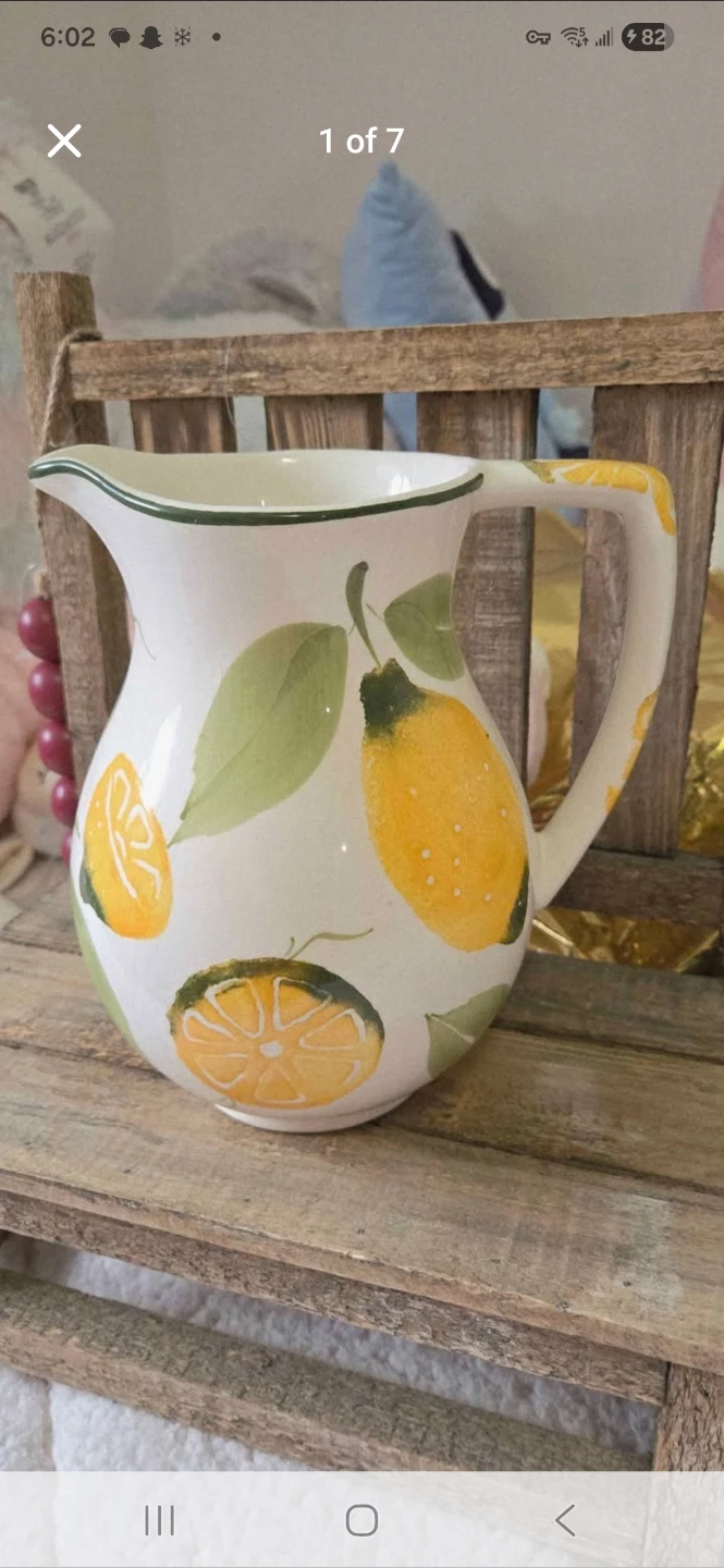 Hand Painted Lemon Pitcher Made in Portugal - photo 2