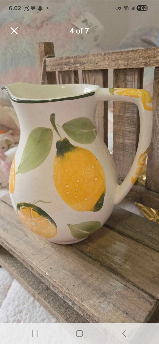 Hand Painted Lemon Pitcher Made in Portugal - photo 5