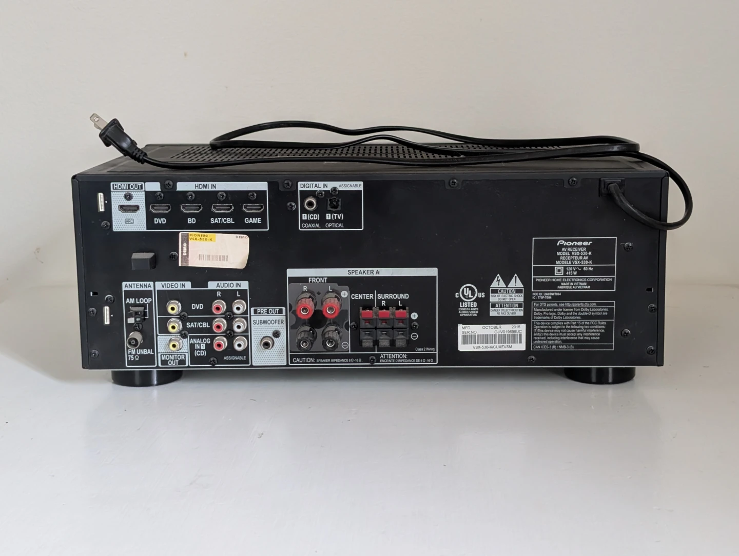 Pioneer VSX-530 AV Receiver with Remote - photo 5
