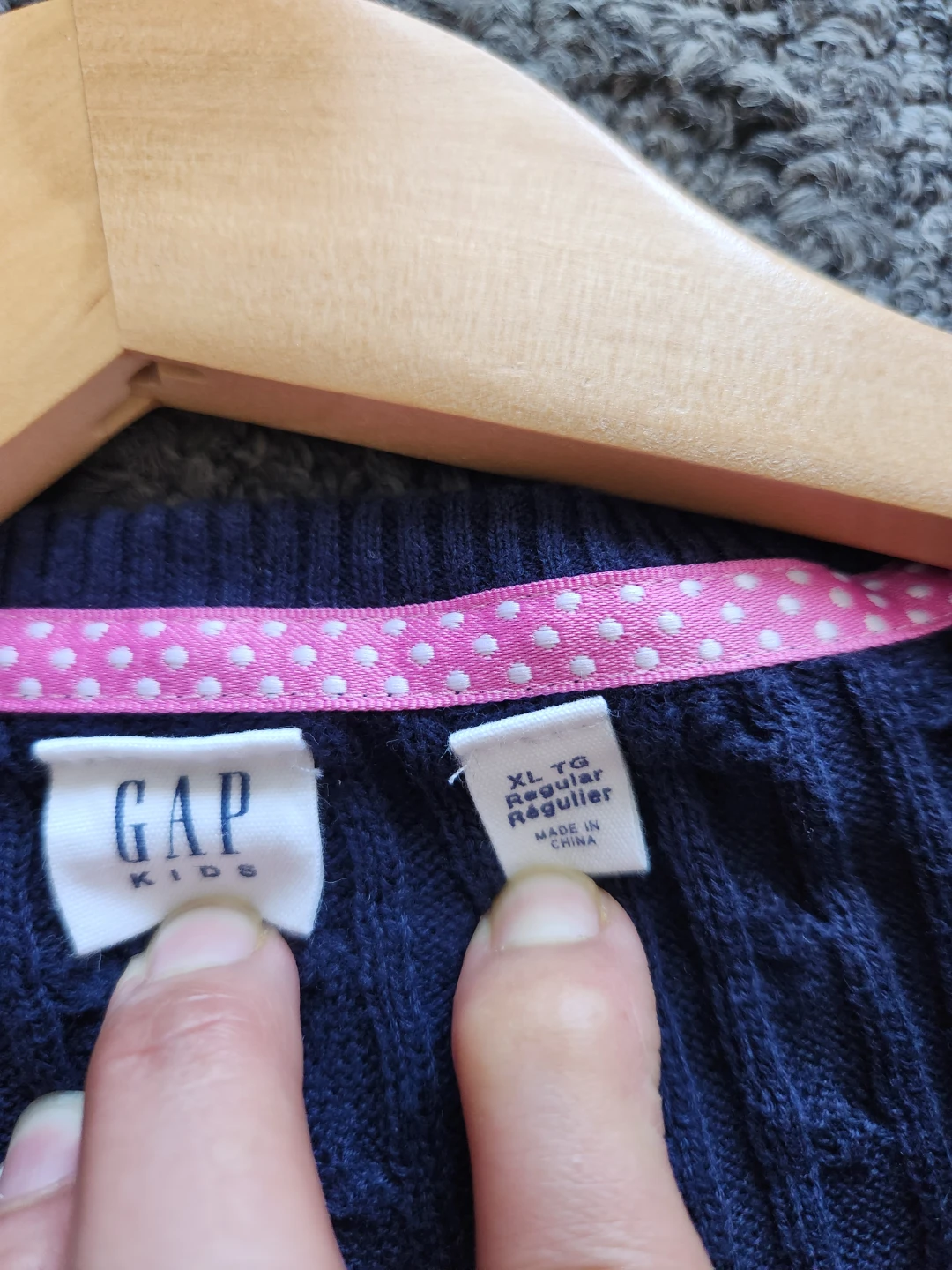 Gap Kids Uniform Cable Knit Cardigan Sweater XL Navy Blue - photo 3