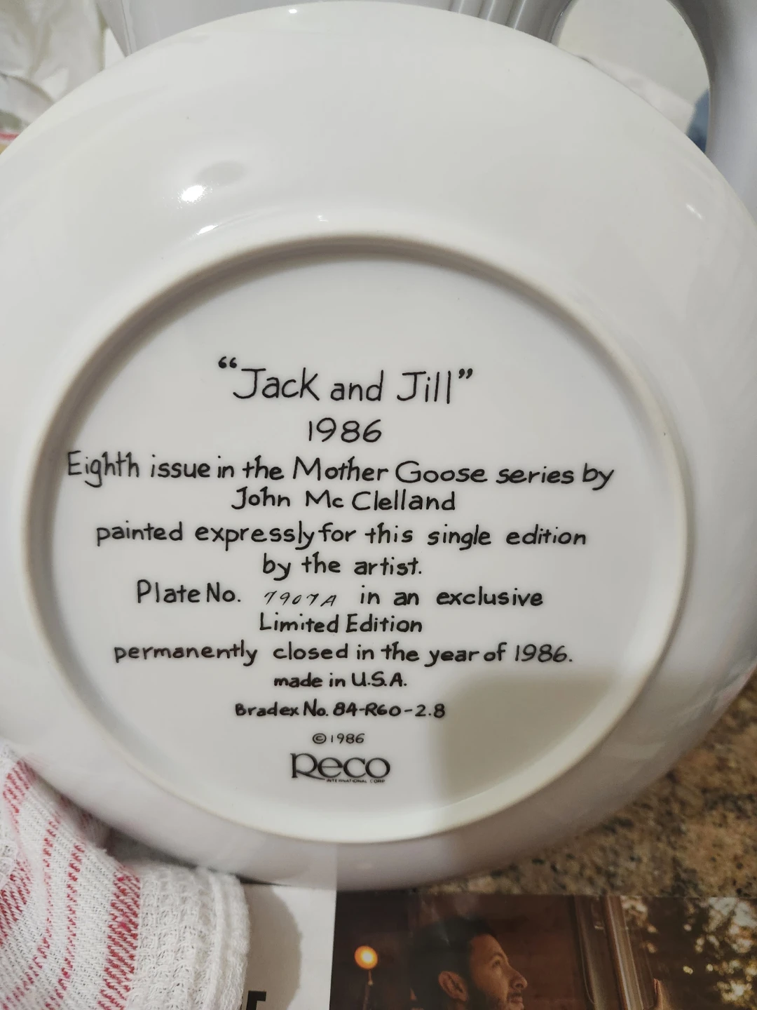 Peco "Jack and Jill" Collector Plate 1986 by John McClelland