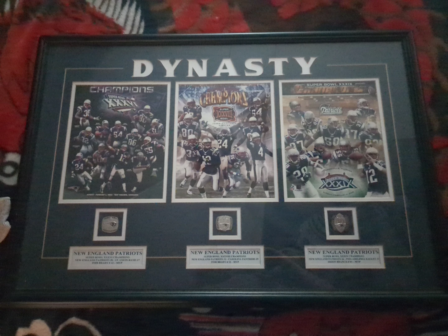 New England Patriots Dynasty Super Bowl Champions Framed Display